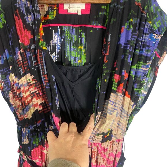 Anthropologie Astrid Needlepoint Mini Dress Navy Black Floral Cottagecore Size M - Picture 5 of 16